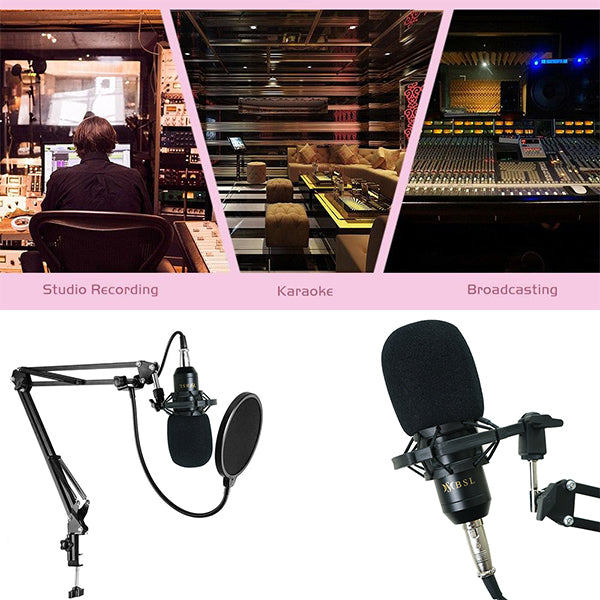 BSL BM-800 Studio Condenser Microphone - V8 Plus Bluetooth USB Sound Card Package Mic for Live Recording (BM800)