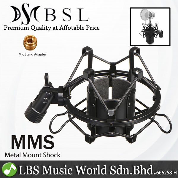 BSL MMS Metal Universal Microphone Suspension Shock Mount Condenser Mic Anti Vibration (Black)