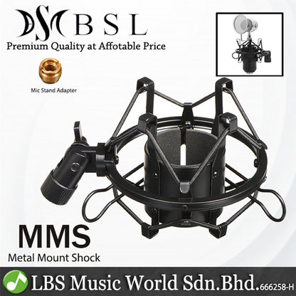 BSL MMS Metal Universal Microphone Suspension Shock Mount Condenser Mic Anti Vibration (Black)