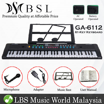 BSL GA-6117 61 Mini Music Portable Music Keyboard Piano with Book Stand