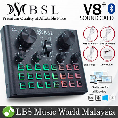 BSL BM-800 Studio Condenser Microphone - V8 Plus Bluetooth USB Sound Card Package Mic for Live Recording (BM800)