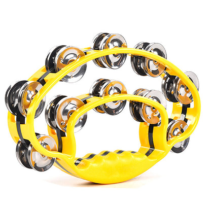 BSL MT16 Double Layer Steel Tambourine with Jingle for Percussion With Handle (Random Colour)