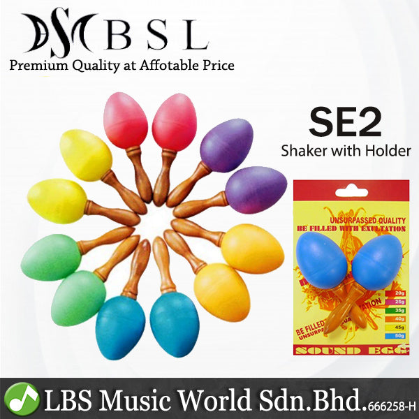 BSL SE2 Maracas Egg Shaker with Wood Handle Percussion - Pair (Random Colour)