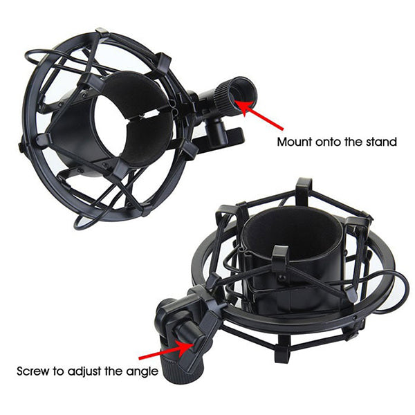 BSL MMS Metal Universal Microphone Suspension Shock Mount Condenser Mic Anti Vibration (Black)