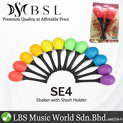 BSL SE4 Maracas Egg Shaker Percussion with Plastic Short ABS Handle for Latin Music - Pair (Random Colour)