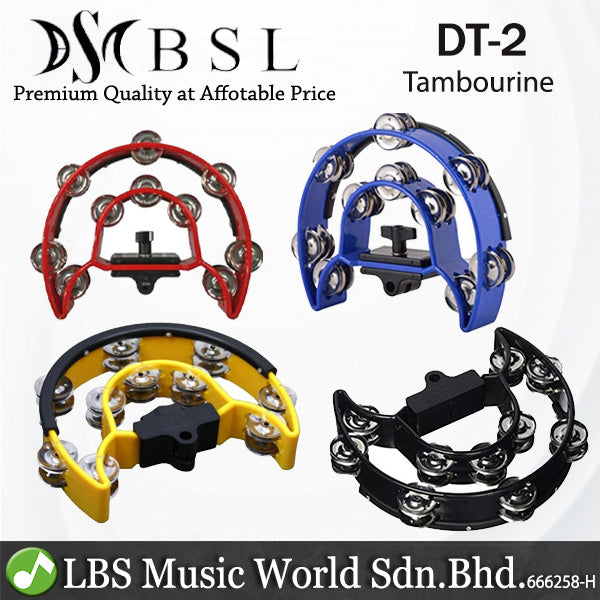 BSL DT2 Drum Set Tambourine with Hihat Clamp Holder (Random Colour)