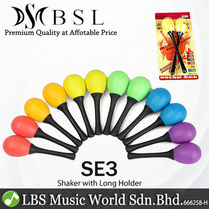 BSL SE3 Maracas Egg Shaker Percussion with Plastic Long Handle - Pair (Random Colour)
