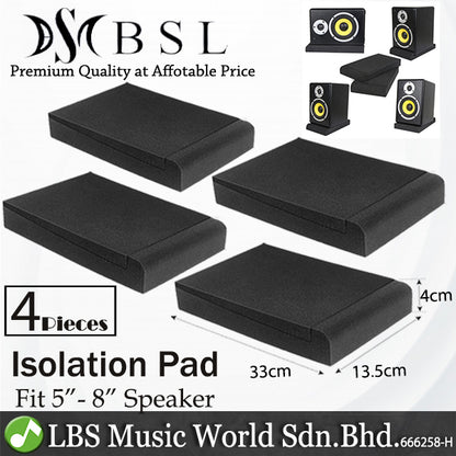 BSL Isolation Pad for 3" to 8" Studio Monitor Speaker with Adjustable Anti Vibration Acoustic Foam Sponge (Set)