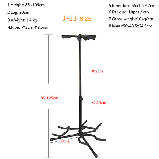 BSL J33 Triple Guitar Stand for Multi Guitar like Bass Electric Acoustic Classical Folk Guitar
