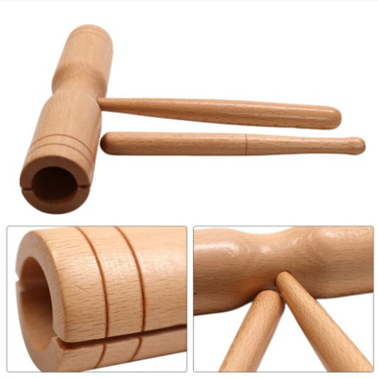 BSL DP210 Wood Block Percussion Double Tone with Dowel Stick Beater (Tick Tock)