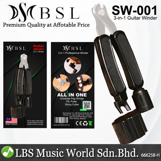 BSL SW-001 3 in 1 Guitar String Winder with Cutter and Pin Puller Tool Set (Repair Maintenance Kit)