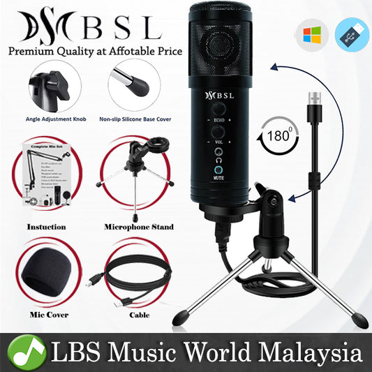 BSL BM-858 USB Condenser Microphone with Headphone and Built in Effect for Recording Mic (BM858)