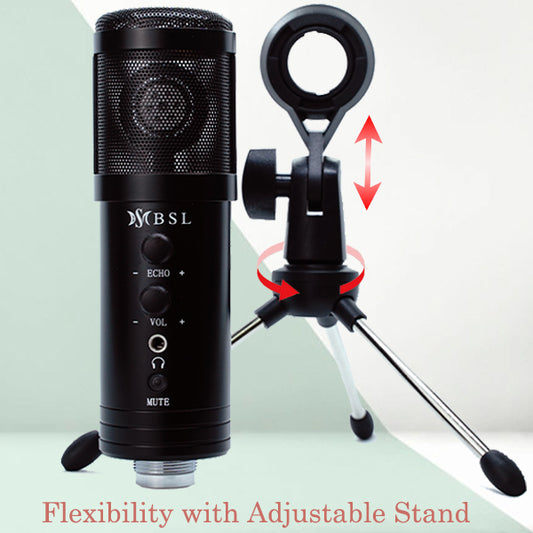 BSL BM-858 USB Condenser Microphone with Headphone and Built in Effect for Recording Mic (BM858)