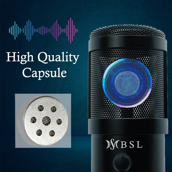 BSL BM-858 USB Condenser Microphone with Headphone and Built in Effect for Recording Mic (BM858)