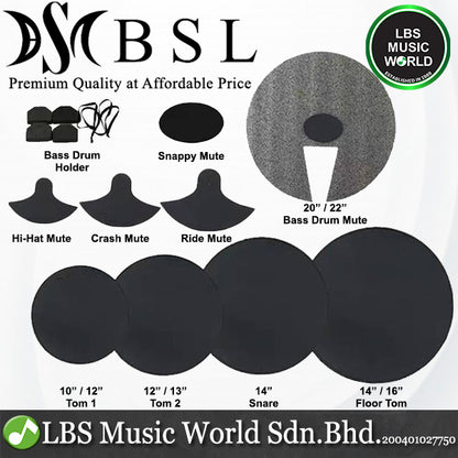 BSL 8 Piece Drum Mute Set and Cymbal Mute For Acoustic Drum Kit Set for Silent Practice