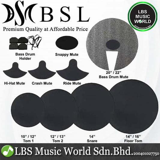 BSL 8 Piece Drum Mute Set and Cymbal Mute For Acoustic Drum Kit Set for Silent Practice