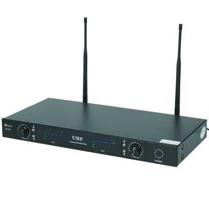 BSL UG755 Dual Lavalier UHF Wireless Microphone System Set with 2 Headset Mic for Head Wear (UG-755)