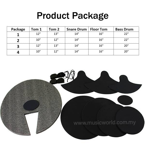 BSL 8 Piece Drum Mute Set and Cymbal Mute For Acoustic Drum Kit Set for Silent Practice