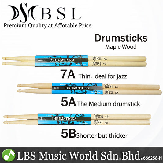 BSL 7A 5A 5B Maple Wood Drum Stick for Practice Pad Electronic Acoustic Drum Set Drumstick (1 Pair)