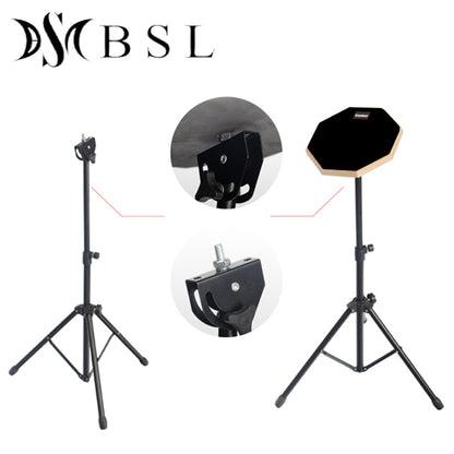 BSL 8 inch Drum Practice Pad with Adjustable Stand for Training and Lesson Silent Rubber Padding - Black