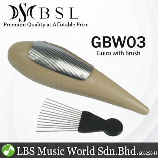 BSL GBW03 Guiro with Brush and Steel Medal Plate Percussion