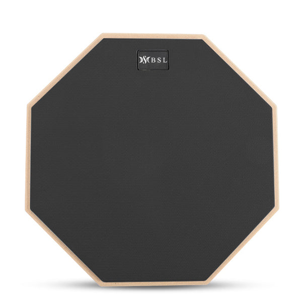 BSL 8 inch Drum Practice Pad with Adjustable Stand for Training and Lesson Silent Rubber Padding - Black