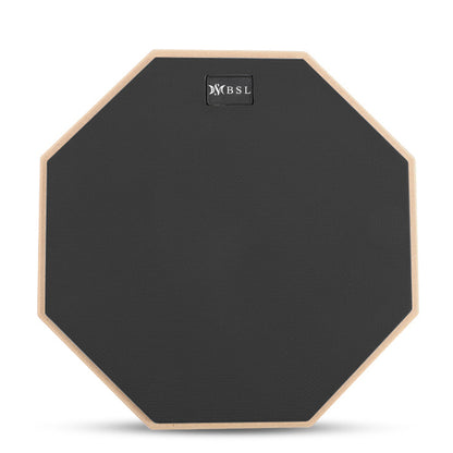 BSL 8 inch Drum Practice Pad with Adjustable Stand for Training and Lesson Silent Rubber Padding - Black