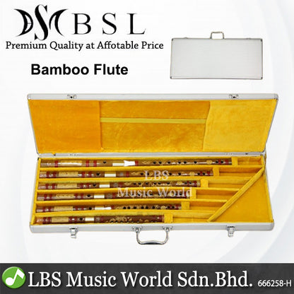 BSL 6 Piece Chinese Bamboo Flute Set Artist Series C D E F G A Key With Aluminium Case