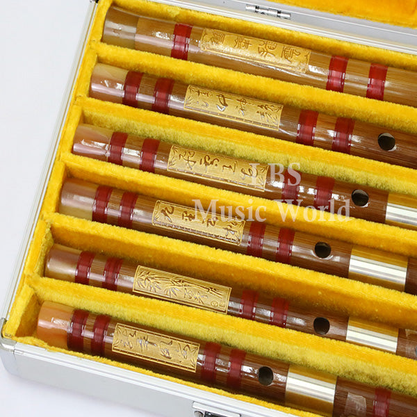 BSL 6 Piece Chinese Bamboo Flute Set Artist Series C D E F G A Key With Aluminium Case