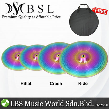 BSL Cymbal Set Crash Ride Hihat Colourful Cymbal For Drum Set With Cymbals Bag