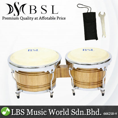 BSL Bongo 7 & 8 Inch Tunable Percussion Drum Latin Full Wood High Quality