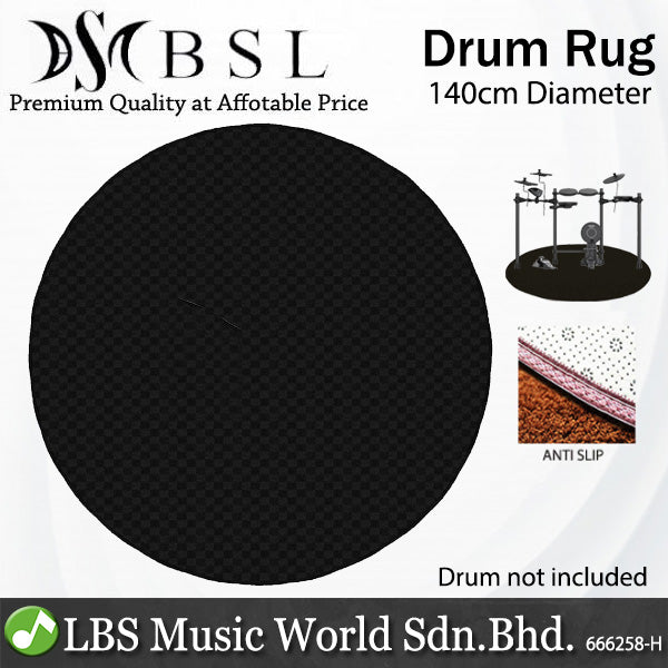 BSL Drum Carpet Rug For Acoustic Digital Drum with Rubber Bottom Anti Slip Mat Black - Round / Square