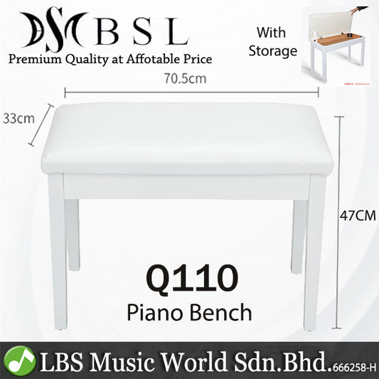 BSL Q110H White Piano Bench Leather Padded Double Set Digital Keyboard With Storage Box (Q110 H)