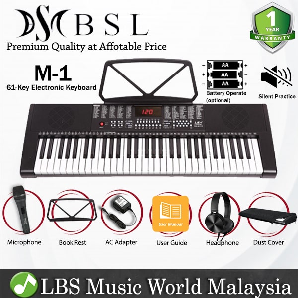 BSL M-1 61 Key Self Learning Portable Keyboard Organ Electronic Music Digital Piano (M1)