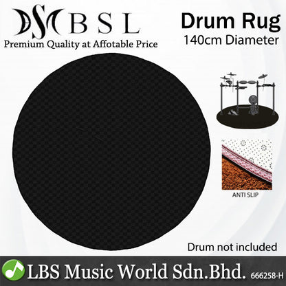 BSL Drum Carpet Rug For Acoustic Digital Drum with Rubber Bottom Anti Slip Mat Black - Round / Square