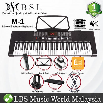 BSL M-1 61 Key Self Learning Portable Keyboard Organ Electronic Music Digital Piano (M1)