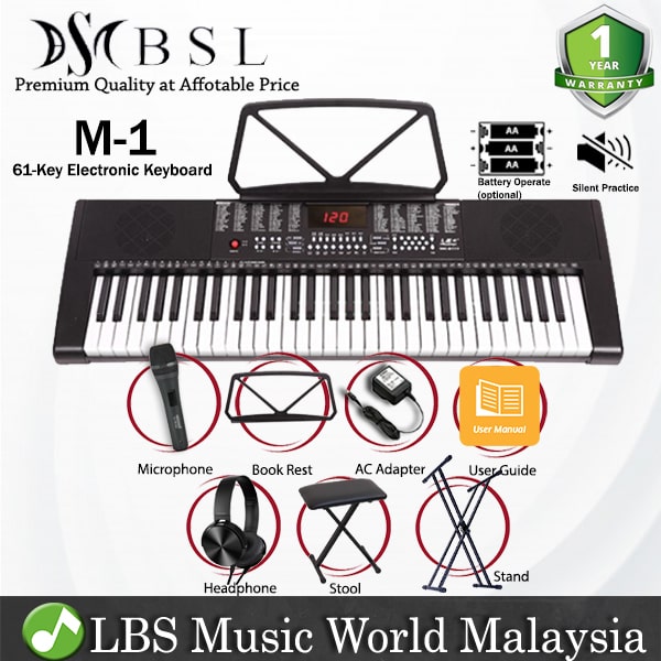 BSL M-1 61 Key Self Learning Portable Keyboard Organ Electronic Music Digital Piano (M1)