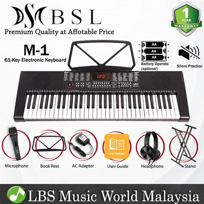 BSL M-1 61 Key Self Learning Portable Keyboard Organ Electronic Music Digital Piano (M1)