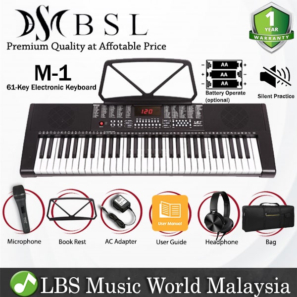 BSL M-1 61 Key Self Learning Portable Keyboard Organ Electronic Music Digital Piano (M1)