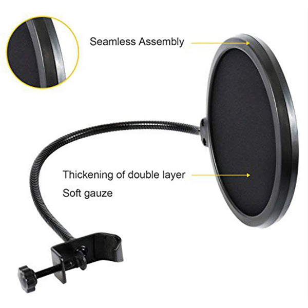 BSL Double Layer Pop Filter Condenser Mic Studio Microphone Windscreen Mask Block Wind Shield