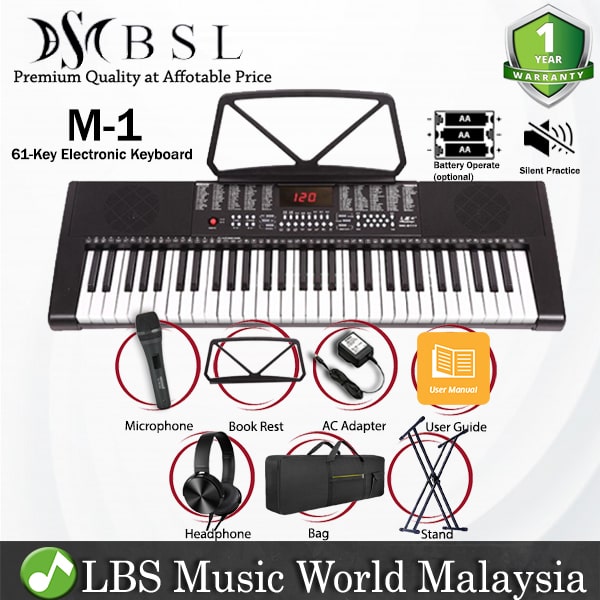 BSL M-1 61 Key Self Learning Portable Keyboard Organ Electronic Music Digital Piano (M1)