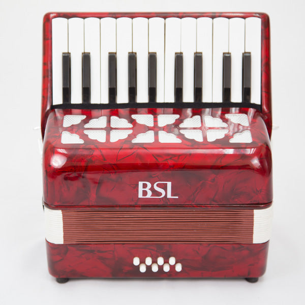BSL Accordion 22 Key 8 Bass Accordion Wind Piano Organ Red With Bag