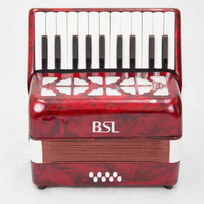 BSL Accordion 22 Key 8 Bass Accordion Wind Piano Organ Red With Bag