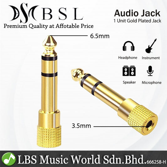 BSL Audio Headphone Stereo Jack 6.5mm to 3.5mm for Musical Instrument Male to Female  (1/4 to 1/8 inch) (Quarter to One Eight)