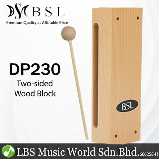 BSL DP230 Wood Block Percussion Wooden Two Sided Woodblock  Music Instrument With Mallet
