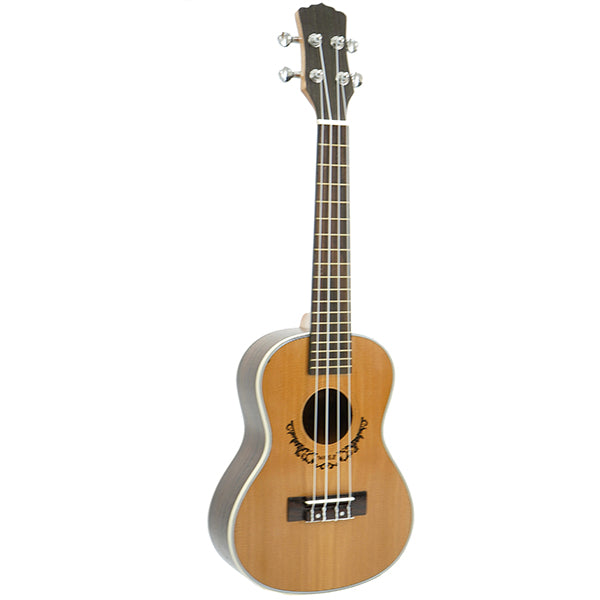 BSL Wolf Series 23 inch Professional Solid Top Concert Ukulele Hawaii Guitar Package with Rosewood, Koa and Mahogany