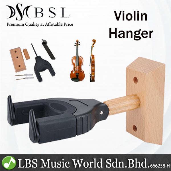 BSL Punk Wood Violin Auto Lock Hanger Viola Ukulele Hanger Wall Slot or Screw
