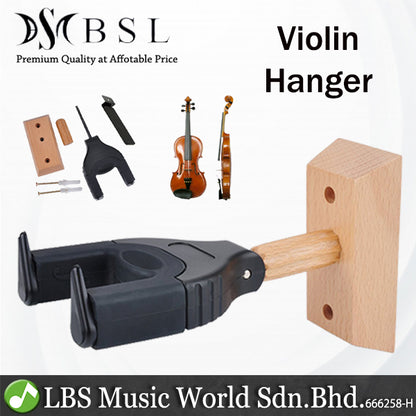 BSL Punk Wood Violin Auto Lock Hanger Viola Ukulele Hanger Wall Slot or Screw
