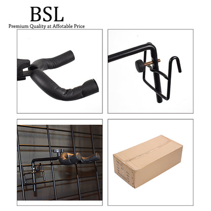 BSL J-10C Adjustable Guitar Wall Hanger Holder Guitar Display Mount Hook Lock (Black)