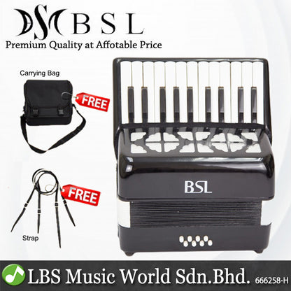 BSL Accordion 22 Key 8 Bass Accordion Wind Piano Organ Black With Bag